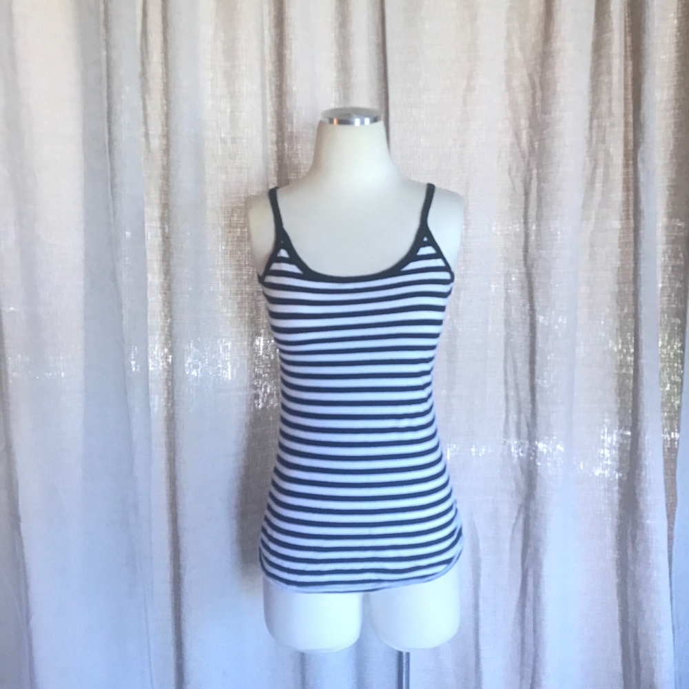 Striped Cotton Tank Top XS Spaghetti Strap Shirt